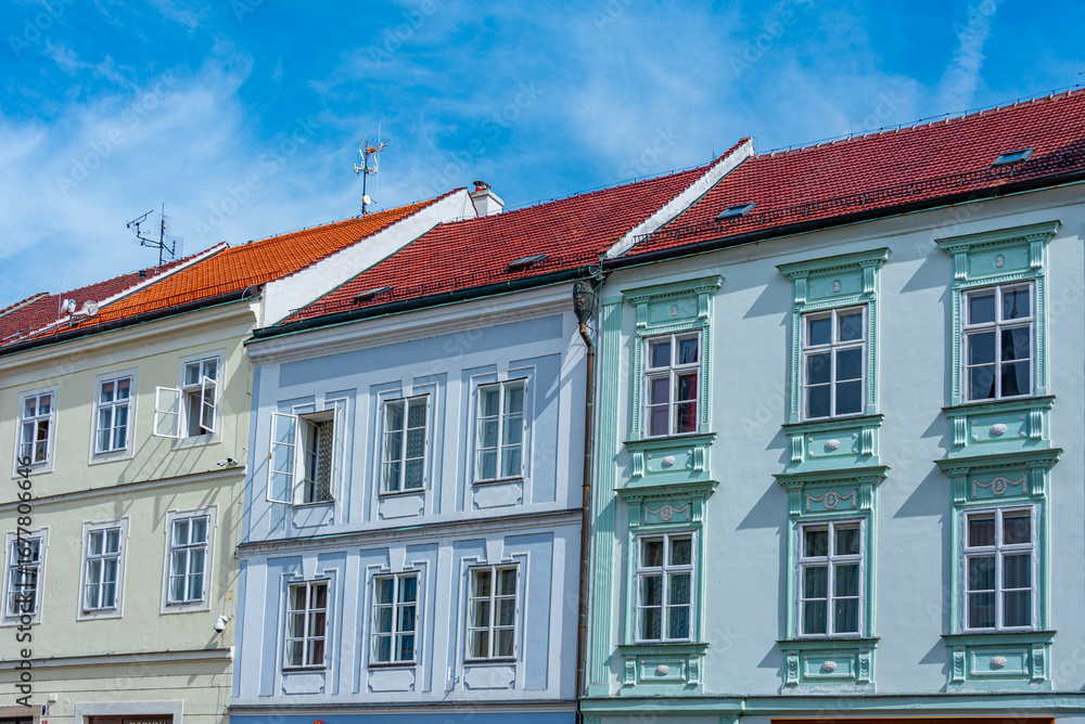Fototapeta premium colourful street in Czech town Jindrichuv Hradec