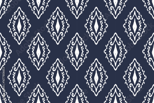 Ethnic seamless ikat fabric pattern design for all types of print textiles and backgrounds	