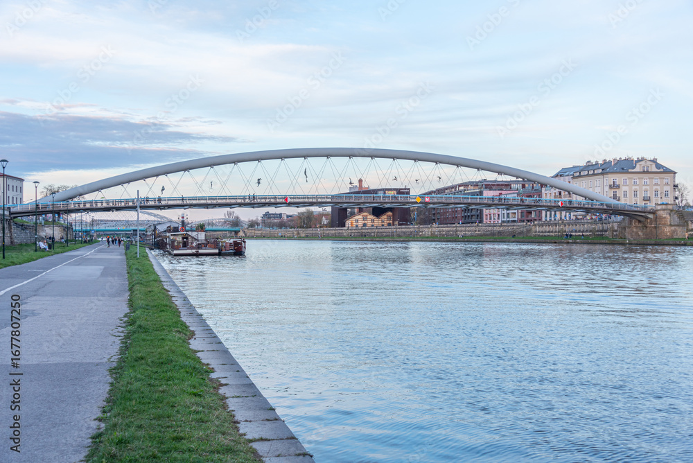 Fototapeta premium Father Bernatek???s Bridge in Polish town Krakow