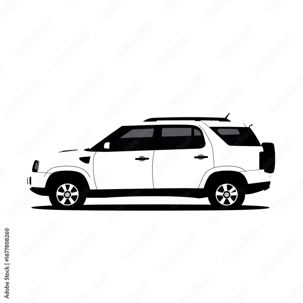 black white icon of SUV on white black white icon of SUV on white