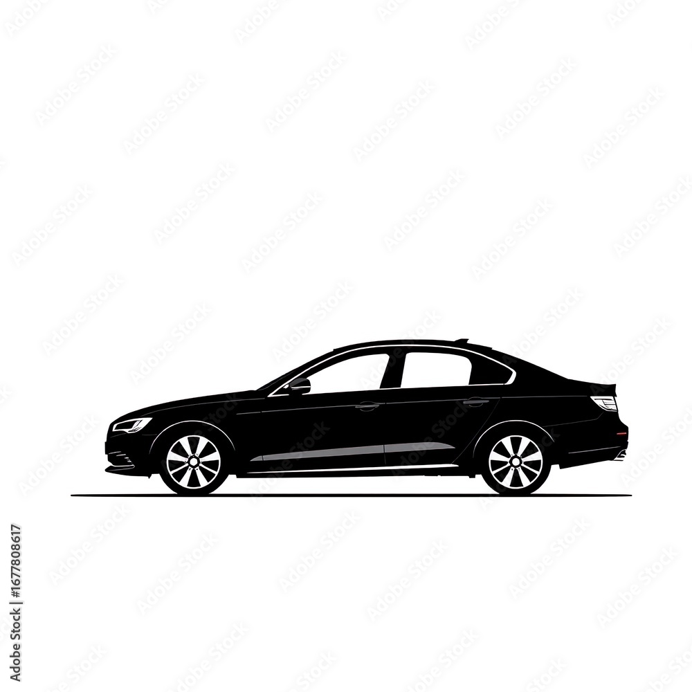 Obraz premium black silhouette icon of a sedan car on white