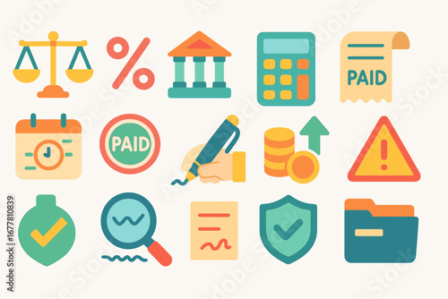 Finance, business flat icon set. accounting, banking, payment, budget icons collection