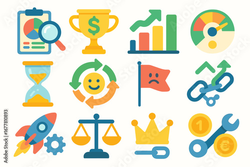 Business, finance flat icon set. professional, investment icons flat collection