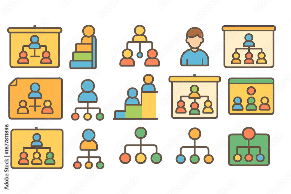 Fototapeta premium Teamwork, collaboration outline icon set. team, network, structure icons collection