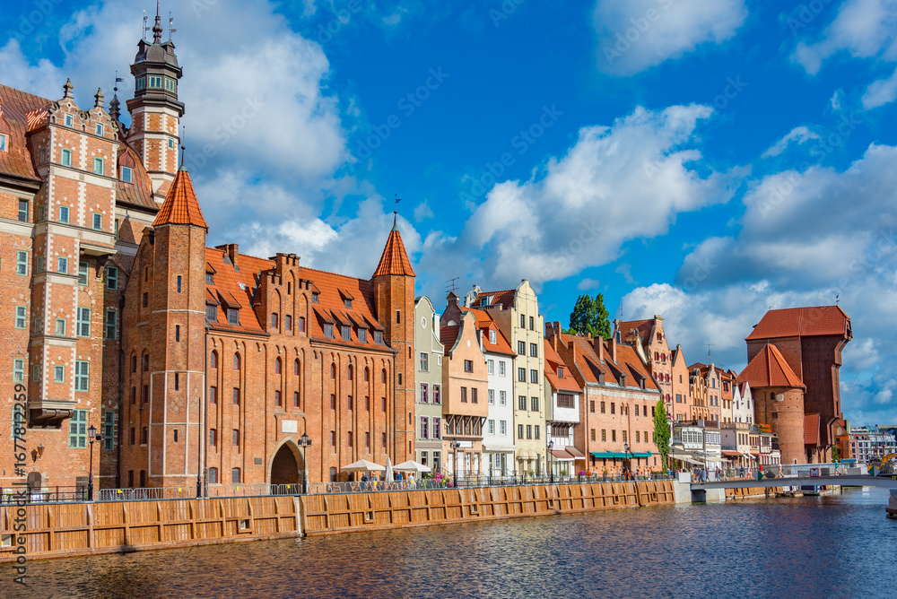 Fototapeta premium Waterfront of Gdansk during sunny day, Poland
