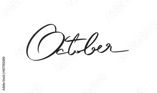 October month text font calligraphy hand written lettering script black colorobject october month autumn season fall happy thanksgiving october month banner template card october event party graphic 