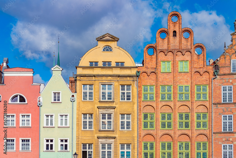 Fototapeta premium Colourful houses at Dlugi Targ square in Gdansk, Poland