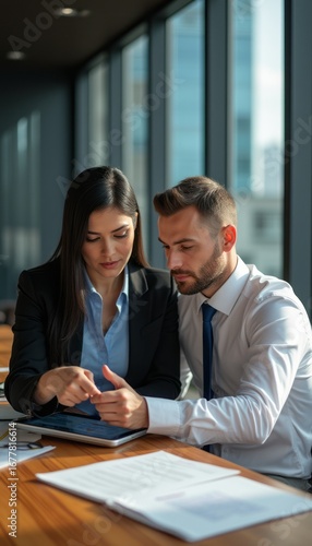Wallpaper Mural Focused business partners collaborating on a tablet Torontodigital.ca