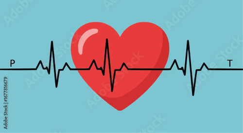 Health, medicine and nursing vector  heartbeat ekg rhythm illustration for cardiology medical health concept and heart disease awareness design