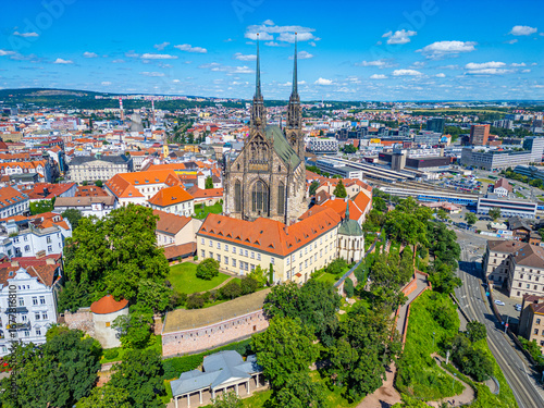 Saint Peter and Paul cathedral and skyline of Brno, Czech republ