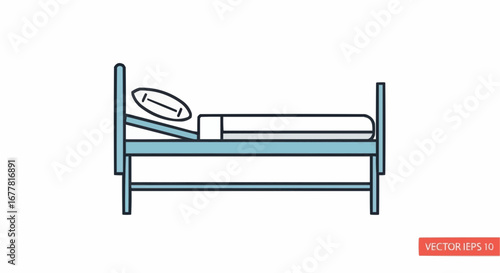 Health, medicine and nursing vector  illustration of hospital bed patient resting for medical healthcare and recovery concept in vector format