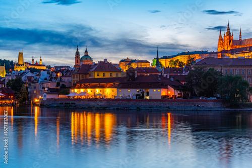 Bild auf Leinwand Sunset view of the Prague castle and vltava river in Prague, Cze