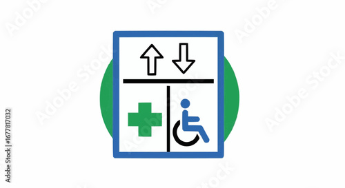 Health, medicine and nursing vector  find accessible healthcare facilities with elevators and ramps for mobility assistance equipment users