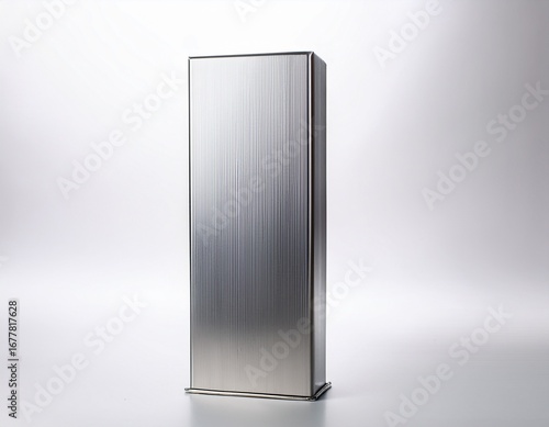Wallpaper Mural a tall rectangular metallic silver box with sharp edges standing upright on a white background Torontodigital.ca