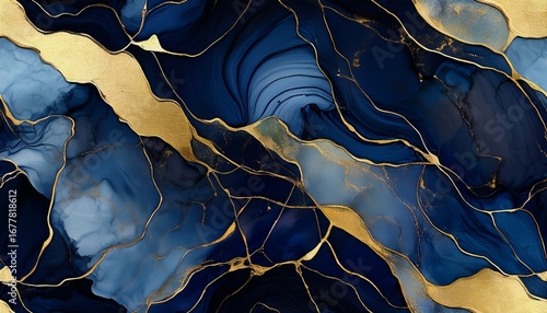 Wallpaper Mural a dark blue and gold marble pattern with cracks alcohol ink Torontodigital.ca