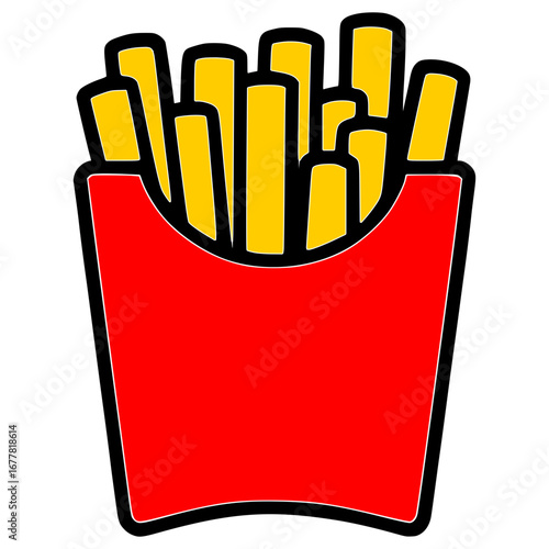 Classic fries illustration icon for menu designs