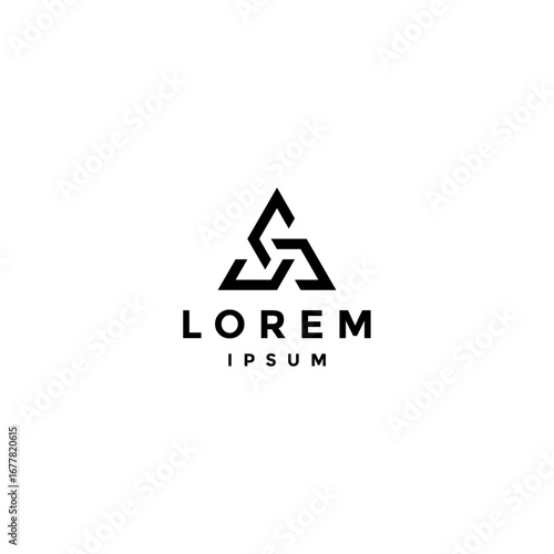 Triangle Peak Three Initial UUU Letter Logo Design. Triangle Chain Initial UUU Letter Logo Design.