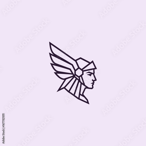 Valkyrie Wing line art logo design.