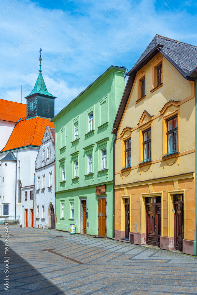 Obraz premium colourful street in Czech town Jindrichuv Hradec