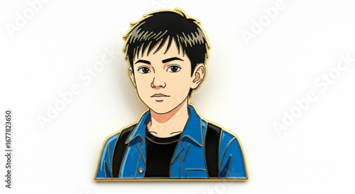 Illustration of a young boy with black hair isolated on white background