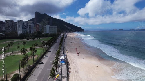 Aerial view of Sao Conrado Beach, Rio de Janeiro, Brazil. 