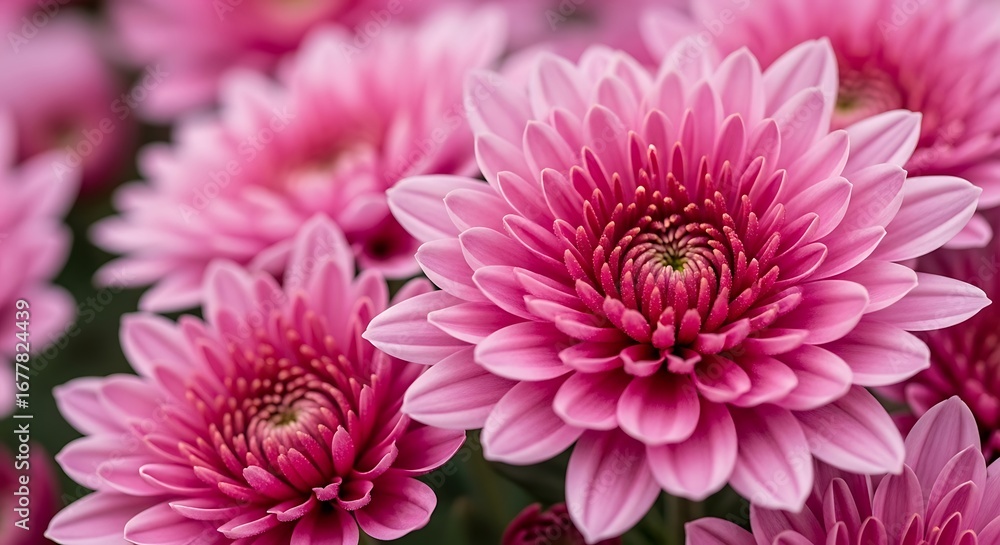 Fototapeta premium Vibrant Pink Chrysanthemum Blooms.