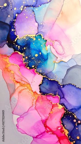 Abstract fluid art with vibrant colors and gold flecks (2)