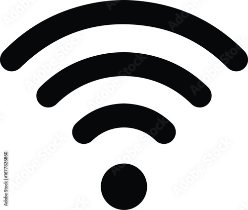 A close-up shot of a black Wi-Fi symbol on a white background with a minimalist and modern feel.
