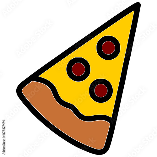 Delicious pizza slice with pepperoni toppings icon