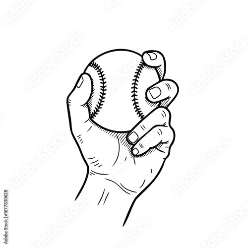 Baseball Pitch Hand Gripping Ball Ready to Throw