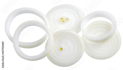 Close-up of sliced white onions