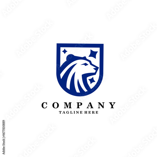 bear shield logo design vector
