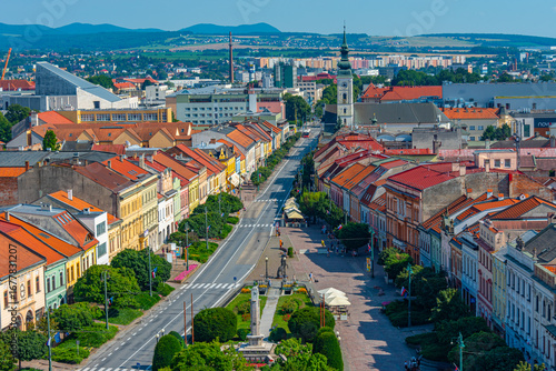 Tableau sur toile Panorama view of the main square in Presov, Slovakia