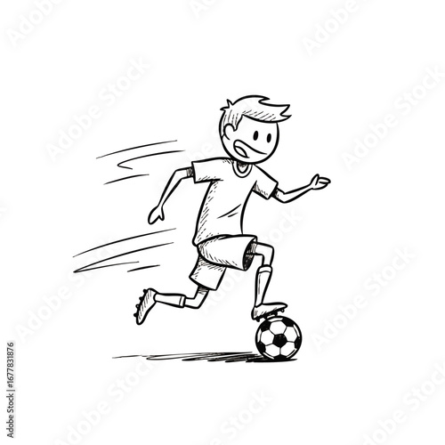 Cartoon Soccer Player Dribbling Ball Vector Illustration for Sports and Recreation