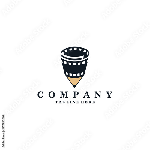 film pencil logo design vector