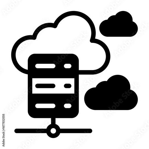 Cloud Hosting Semi Solid Vector Icon