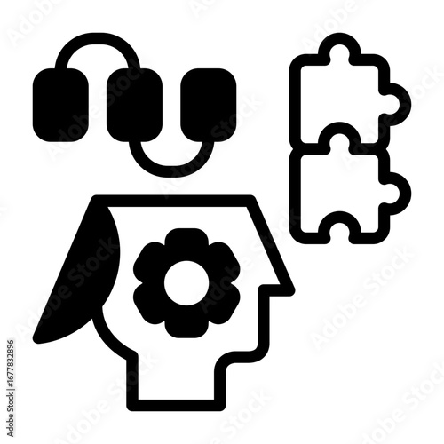 Logical Mind Semi Solid Vector Icon