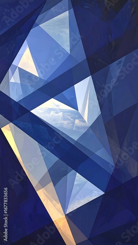Abstract geometric design of layered triangles