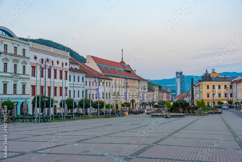 Sunrise view of the Slovak national uprising square in Banska By