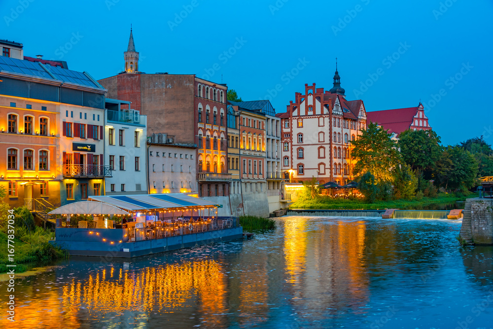 Fototapeta premium Riverside of Mlynowka in Opole, Poland
