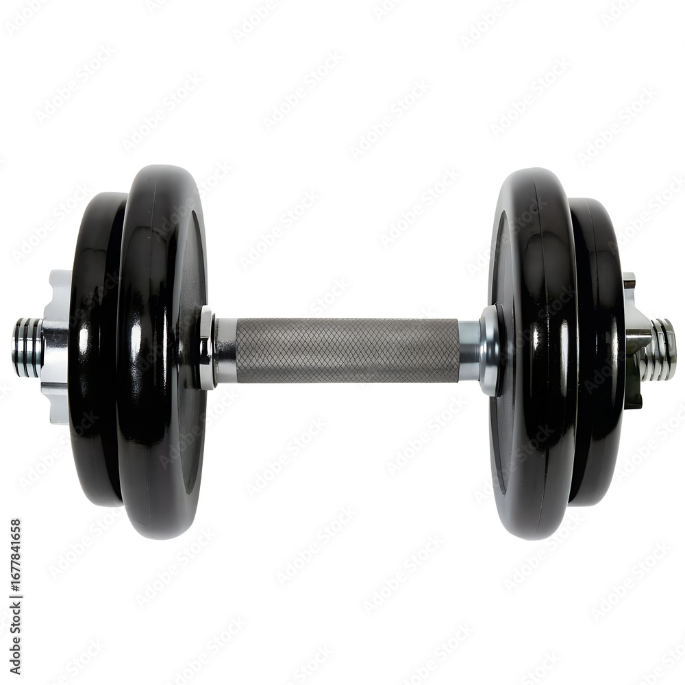 Naklejka premium Black dumbbell weightlifting fitness exercise gym workout strength training sport