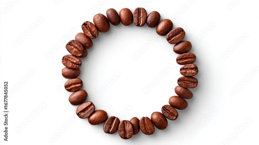 Obraz premium Perfect Circle of Coffee Beans for Minimalist Coffee Lover's Designs