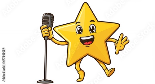 Singing star cartoon illustration