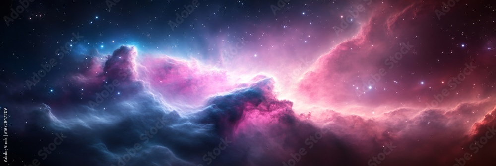 Obraz premium Colorful nebula and shining stars illuminating the universe