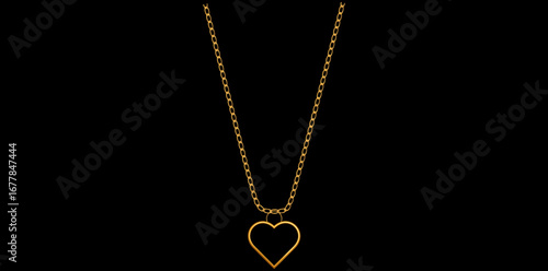 Stunning Heart Necklace Isolated On Black Background, Trendy Fashion Jewelry Vector Illustration.	