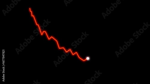 3D Red Graph Going Down Animation | Alpha Loop