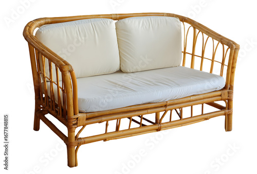 Wallpaper Mural Light beige cushioned wicker sofa with curved arms. Torontodigital.ca