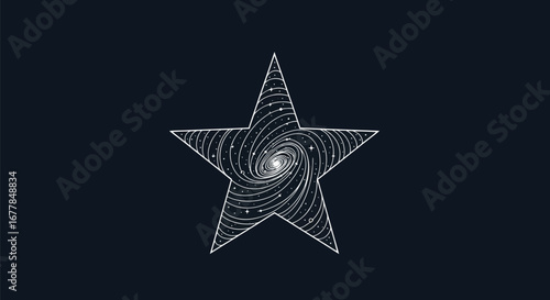 Swirling Galaxy Inside a Five Pointed Star.