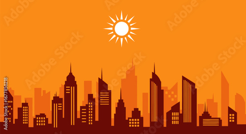 City Skyline Under a Bright Sun.