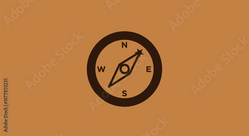 Simple Compass Icon with North South East West Directions.